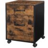 VASAGLE Cabinet with 2 Drawers and Wheels, Rustic Brown