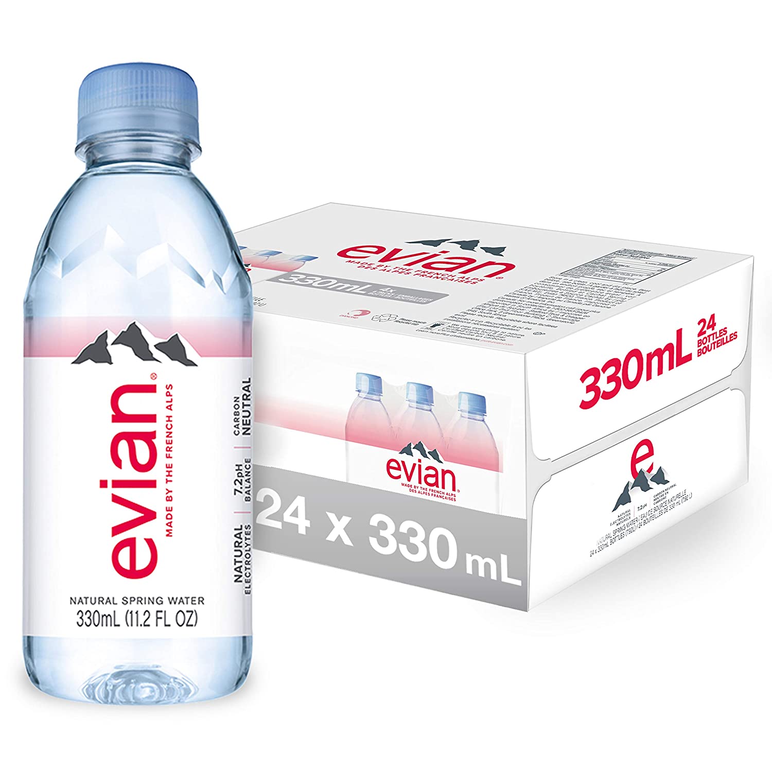 evian Natural Spring Water 330 mL/11.2 Fl Oz (Pack of 24) Mini-Bottles