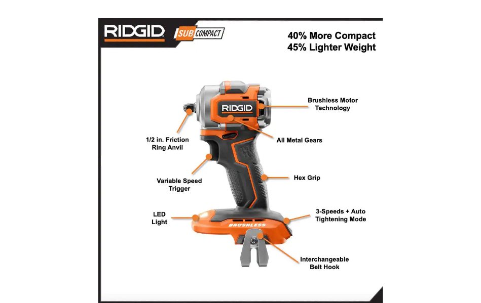 RIDGID 18V SubCompact Brushless Cordless 3/8 in. Impact Wrench