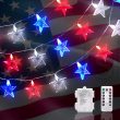 4th of July Decorations Red White and Blue Lights with 40Led Big Stars
