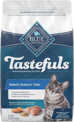 Blue Buffalo Tastefuls Chicken Indoor Natural Adult Dry Cat Food, Chicken & Brown Rice, 15-lb bag