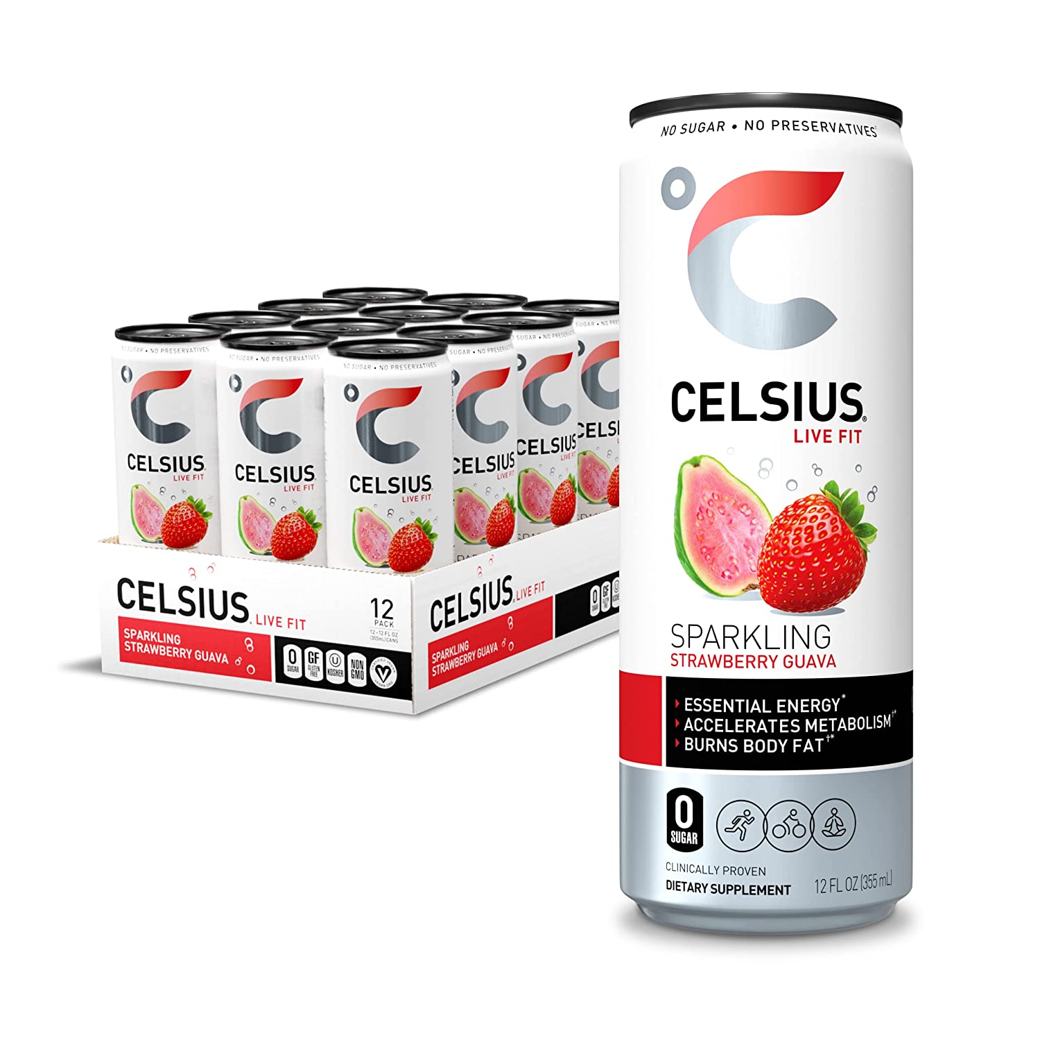 Celsius Essential Energy Drink 12 Fl Oz Zero Sugar Sparkling