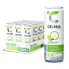 CELSIUS Sweetened with Stevia Sparkling Cucumber Lime Fitness Drink, Zero Sugar, 12oz. Slim Can (Pack of 12)