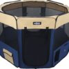 EliteField 2-Door Soft-Sided Dog & Cat Playpen, Beige & Navy Blue