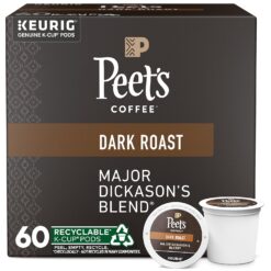 Peet's Coffee, Dark Roast K-Cup Pods for Keurig Brewers - Major Dickason's Blend 60 Count (6 Boxes of 10 K-Cup Pods)