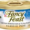Purina Fancy Feast Grain Free Pate Wet Cat Food, Classic Pate Ocean Whitefish & Tuna Feast - (24) 3 oz. Cans