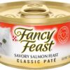Purina Fancy Feast Grain Free Pate Wet Cat Food, Classic Pate Savory Salmon Feast - (24) 3 oz. Cans