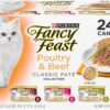 Purina Fancy Feast Grain Free Pate Wet Cat Food Variety Pack, Poultry and Beef Collection - (24) 3 oz. Cans
