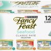 Purina Fancy Feast Grain Free Pate Wet Cat Food Variety Pack, Seafood Classic Pate Collection - (2 Packs of 12) 3 oz. Cans
