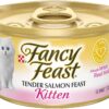 Purina Fancy Feast Grain Free Pate Wet Kitten Food, Tender Salmon Feast - (24) 3 oz. Cans