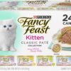 Purina Fancy Feast Grain Free Pate Wet Kitten Food Variety Pack, Kitten Classic Pate Collection, 4 flavors - (24) 3 oz. Boxes