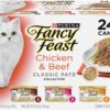 Purina Fancy Feast Pate Wet Cat Food Variety Pack, Classic Collection Chicken and Beef - (24) 3 oz. Pull-Top Cans