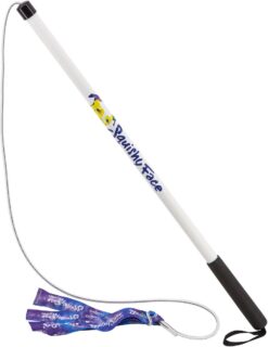 Squishy Face Studio Flirt Pole V2 with Lure Squeaky Dog Toy, Purple & Blue Tie Dye