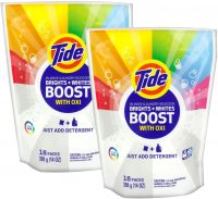 Tide Brights and Whites Rescue In-Wash Laundry Booster, 18 Count (Pack of 2 Brights) - Copy