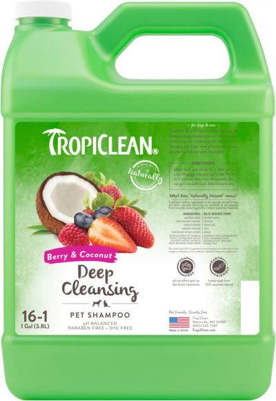 TropiClean Deep Cleaning Berry & Coconut Dog & Cat Shampoo, 1 Gal