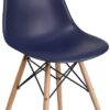 Flash Furniture Elon Series Navy Plastic Chair with Wooden Legs (‎FH-130-DPP-NY-GG)