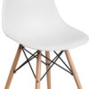 Flash Furniture Elon Series White Plastic Chair with Wooden Legs (‎FH-130-DPP-WH-GG)