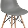Flash Furniture FH-130-DPP-GY-GG Elon Series Moss Gray Plastic Chair with Wooden Legs