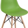 Flash Furniture ‎FH-130-DPP-GN-GG Elon Series Green Plastic Chair with Wooden Legs
