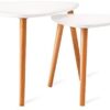 Qwork Nesting Coffee Tables Set of 2，Modern Furniture Decor Side End Table for Living Room, Office, Balcony, Easy Assembly, Triangle, White/Rubber Wood Legs