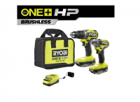 RYOBI PBLCK01K ONE+ HP 18V Brushless Cordless 1/2 in. Drill/Driver and Impact Driver Kit w/(2) 2.0 Ah Batteries, Charger, and Bag