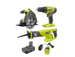 RYOBI PCK100K ONE+ 18V Lithium-Ion Cordless Combo Kit (3-Tool) with (1) 1.5 Ah Battery and Charger