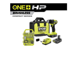 RYOBI PSBDD01K-A98401 ONE+ HP 18V Brushless Cordless Compact 1/2 in. Drill/Driver Kit with (2) 1.5 Ah Batteries, Charger, Bag, & 40PC Bit Set