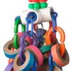 Super Bird Creations SB1107 Bagel Cascade Bird Toy, Large Bird Size, Refillable Bagels, 15” x 4.5”