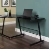 OFM Essentials Collection 60" Metal Frame L-Shaped Desk, Corner Computer Desk, in Black (ESS-1021-BLK-BLK)