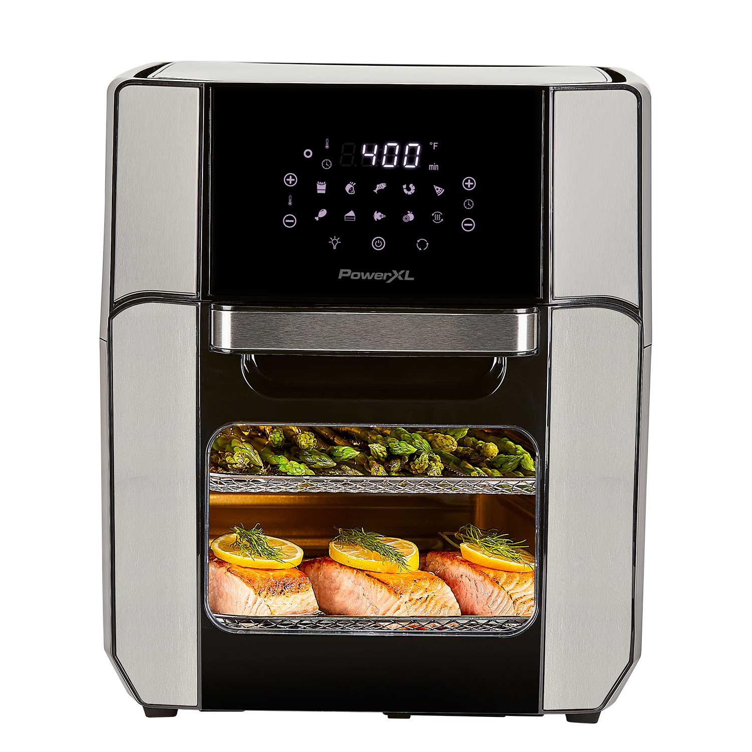 PowerXL Air Fryer Oven 12 QT with 8-in-1 Cooking Presets and LED Digital  Touchscreen, Crisp, Bake, Roast, Broil, Reheat and More, 1700 Watts  (Stainles for Sale in Queens, New York - OfferUp