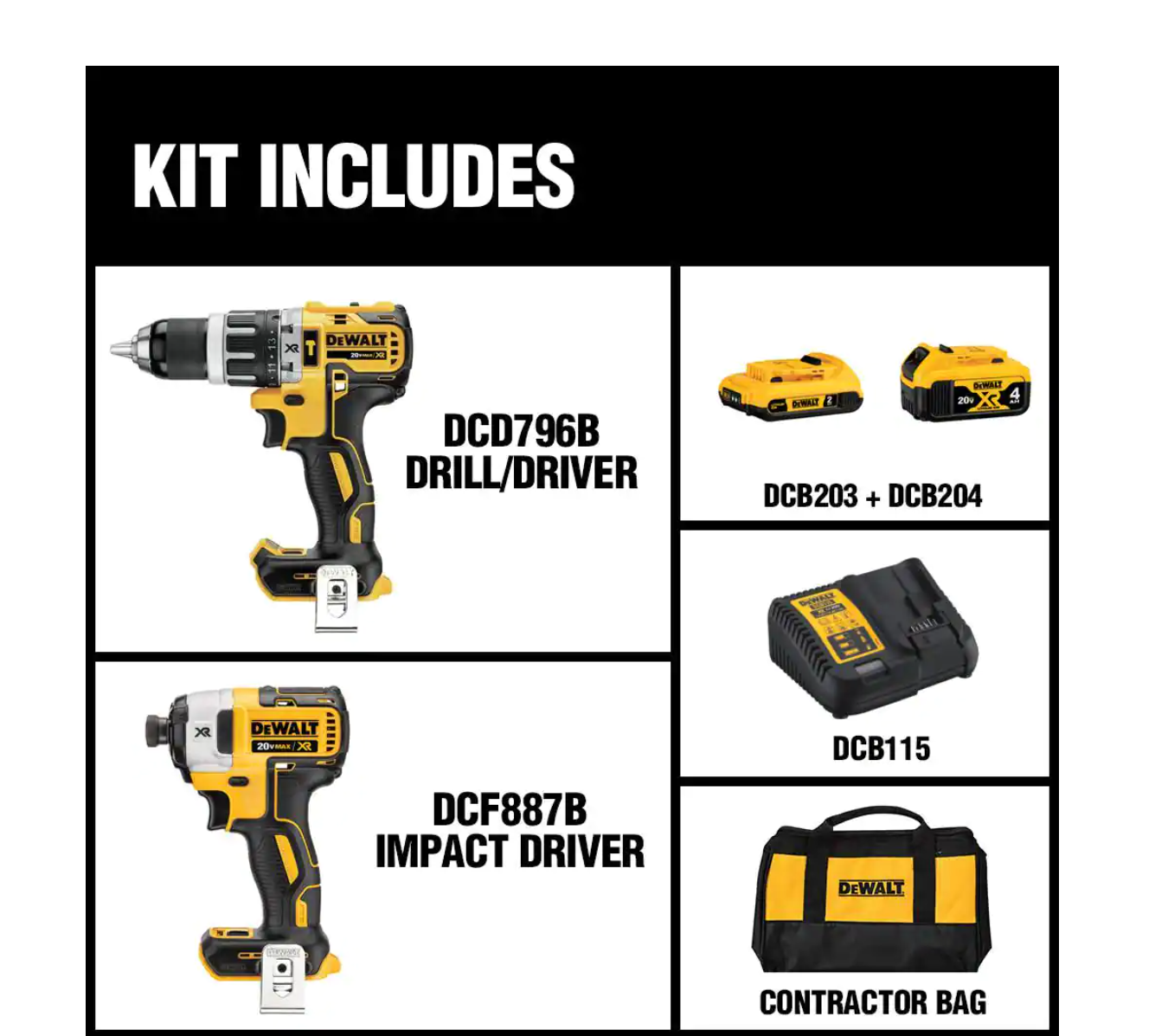DEWALT 20V MAX Cordless Drill/Impact 2 Tool Combo Kit with (2) 20V 1.3Ah  Batteries, Charger, and Bag DCK240C2 - The Home Depot