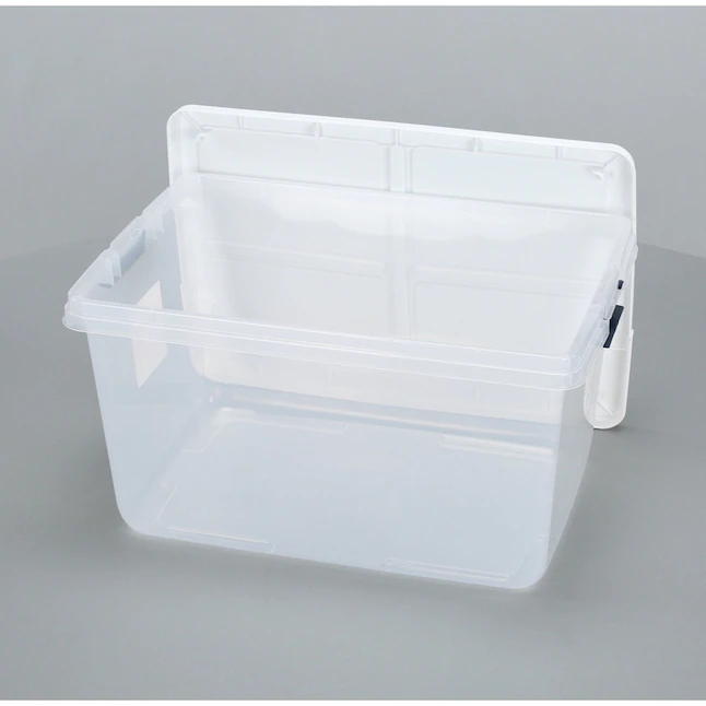 Hefty Medium 16.5-Gallon (66-Quart) Clear Storage Container with White Lid  Weatherproof Tote with Latching Lid