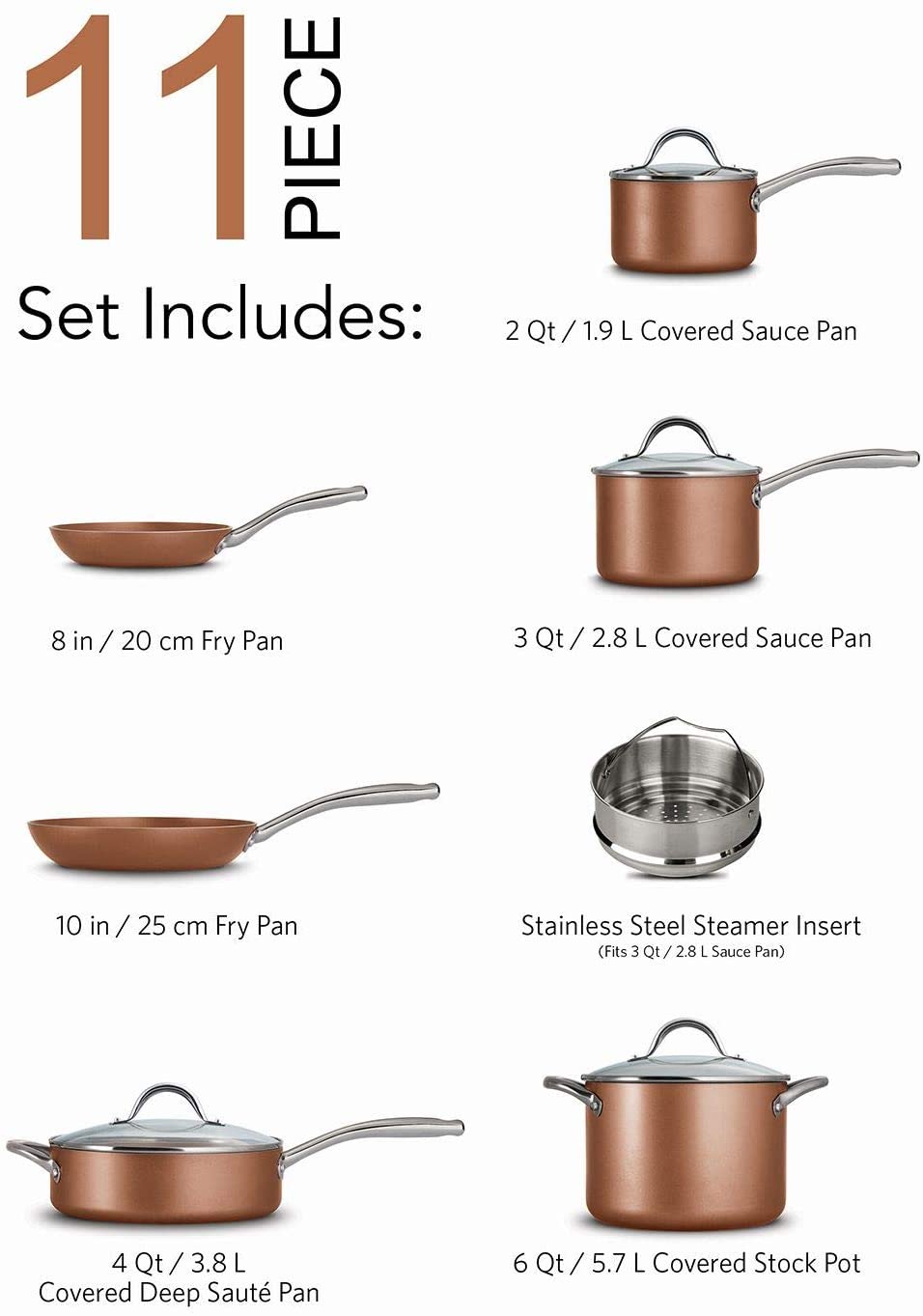 Ceramica 10 Pc Cookware Set - Metallic Copper - Tramontina US