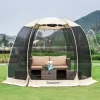 Alvantor  10-ft x 8.5-ft Beige Fabric Hexagon Screened Pop-up Gazebo