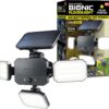 BELL + HOWELL  110-Degree 250-Lumen Black Solar LED Outdoor Motion-Activated Flood Light - Bionic Floodlight 180 Degrees Swiveling Light  with Motion Sensor LED 108 High Power LED Bulbs Adjustable Panels for Garden Patio As Seen On TV