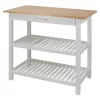 Linon  White Wood Base with Mdf Granite Top Rolling Kitchen Cart (27-in x 18-in x 36-in)