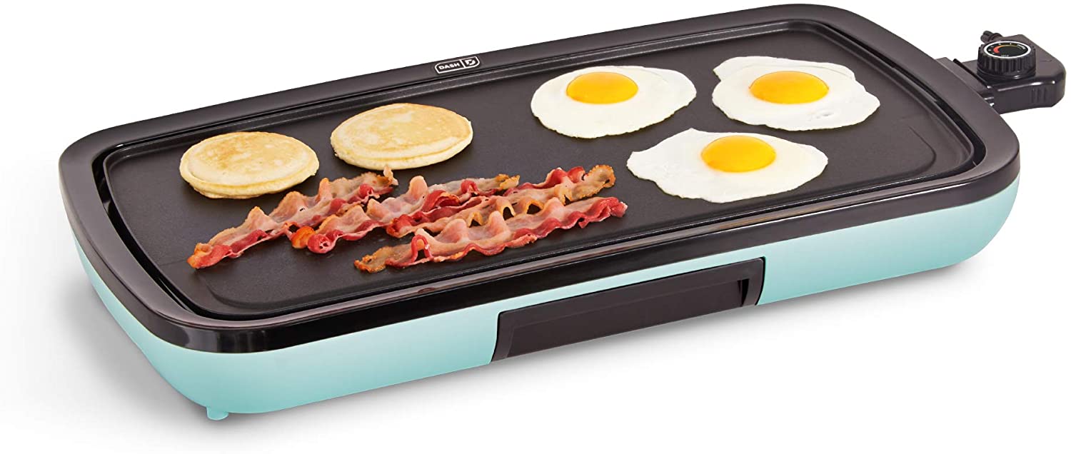 DASH Everyday Nonstick Electric Griddle for Pancakes, Burgers, Quesadillas,  Eggs & other on the go Breakfast, Lunch & Snacks with Drip Tray + Included  Recipe Book, 20in, 1500-Watt - Aqua