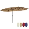 15x9ft Large Double-Sided Rectangular Outdoor Steel Twin Patio Market Umbrella w/Crank Taupe