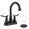 2-Handle 4-Inch Oil Rubbed Bronze Bathroom Faucet, Bathroom Vanity Sink Faucets with Pop-up Drain and Supply Hoses 14.1x7.2x4 inches