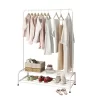 Clothing Garment Rack with Shelves, Metal Cloth Hanger Rack Stand Clothes Drying Rack for Hanging Clothes RT 49.02x11.42x2.17inch