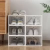 Foldable Shoe Box, Stackable Clear Shoe Storage Box - Storage Bins Shoe Container Organizer, 12 Pack - White 13.4 x 9.1 x 5.5