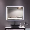 LED Lighted Bathroom Mirror, Horizontal/Vertical Wall Mounted Vanity Mirror with Light, Anti Fog, Dimmable Touch Sensor 36 x 28 Inches