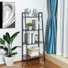 Ladder Shelf, 4 Tier Industrial Leaning Bookshelf, Metal Bookshelves Standing for Room, Office, Living Room, Bedroom, Farmhouse Rustic Tall Bookcase Organizer, Vintage Brown