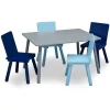 Delta Children Kids Table and Chair Set (4 Chairs Included) - Ideal for Arts & Crafts, Snack Time, Homeschooling, Homework & More - Greenguard Gold Certified, Grey/Blue