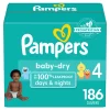 Diapers Size 4, 186 Count - Pampers Baby Dry Disposable Baby Diapers, Packaging & Prints May Vary