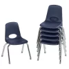 FDP 12" School Stack Chair, Stacking Student Seat with Chromed Steel Legs and Ball Glides; for in-Home Learning or Classroom - Navy (6-Pack), 10359-NV
