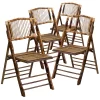 Flash Furniture  4-Pack Bamboo Standard Folding Chair with Solid Seat (Indoor or Outdoor)