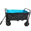 Folding Wagon Garden Shopping Beach Cart (black+blue) 23.82" x 15.16" x 8.66"