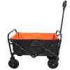 Folding Wagon Garden Shopping Beach Cart (black+yellow) 23.82" x 15.16" x 8.6"