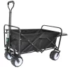 Folding wagon Collapsible Outdoor Utility Wagon, Heavy Duty Folding Garden Portable Hand Cart, Drink Holder, Black 49.2 x 20.5 x 37.79 in